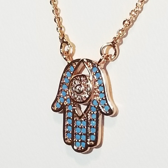 Dainty Pave CZ Hamsa Necklace - Picture 2 of 7